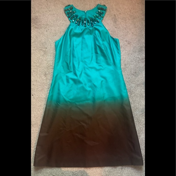 Womens Badgley Mischka Green Tye-dye Formal Dress Size 8 - Picture 1 of 14